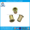 Brass flat head knurled body rivet nut